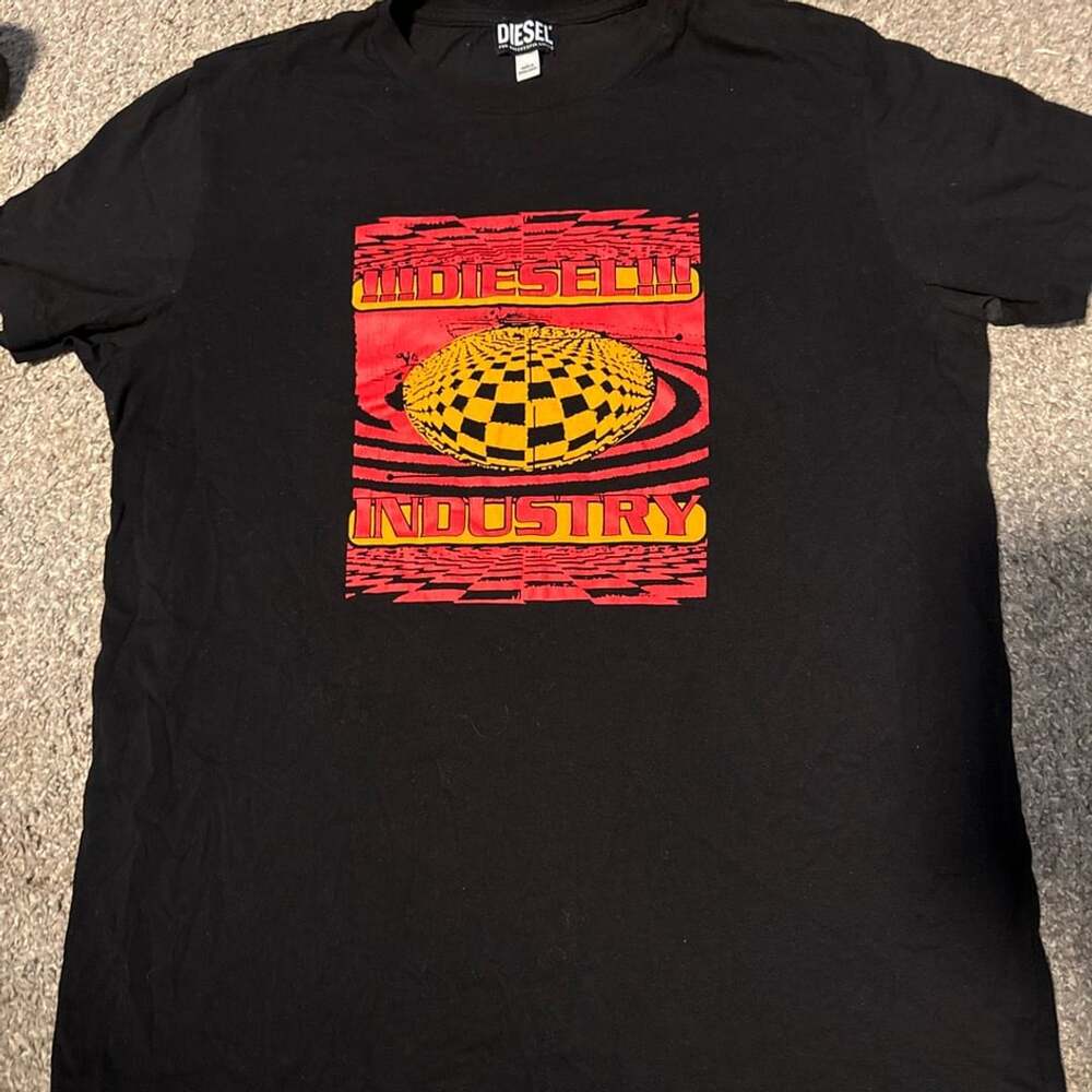 Diesel Industry Graphic T-Shirt Size L Black
